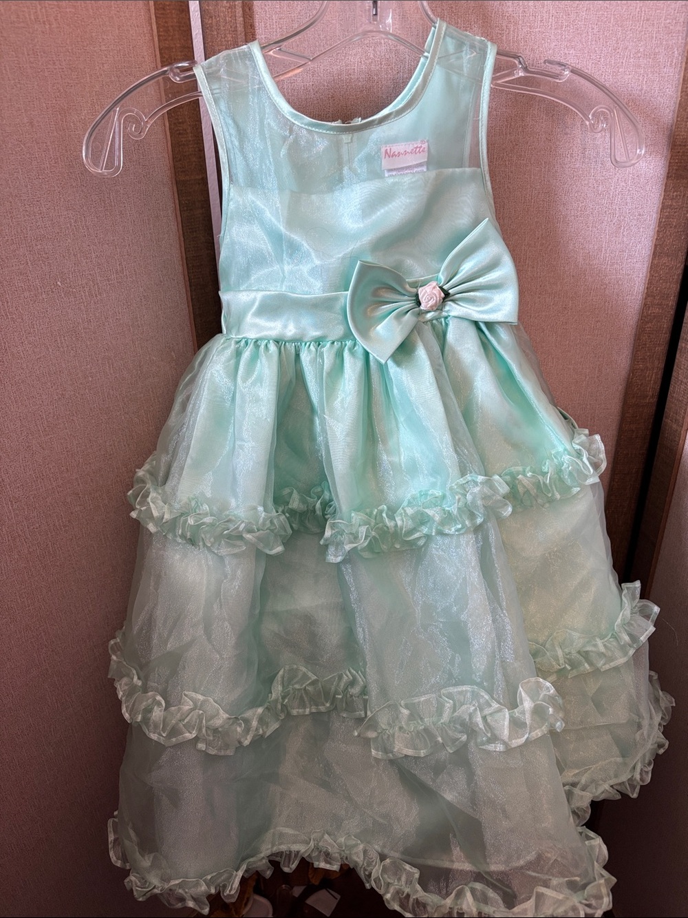Nannette Mint Green Girls' Party Dress with Satin Bodice 5